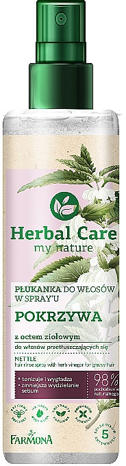 Нормализующий ополаскиватель для волос с крапивой и травяным уксусом - Farmona Herbal Care — фото N1