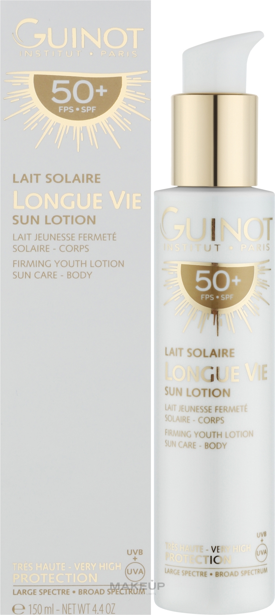 Антивіковий сонцезахисний лосьйон для тіла - Guinot Longue Vie Sun Lotion SPF50+ — фото 150ml