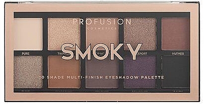 Палетка тіней для повік - Profusion Cosmetics Smoky 10 Shade Multi-Finish Eyeshadow Palette — фото N1