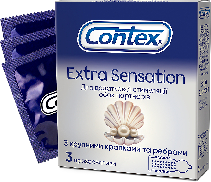 Презервативы с крупными точками и ребрами, 3 шт - Contex Extra Sensation