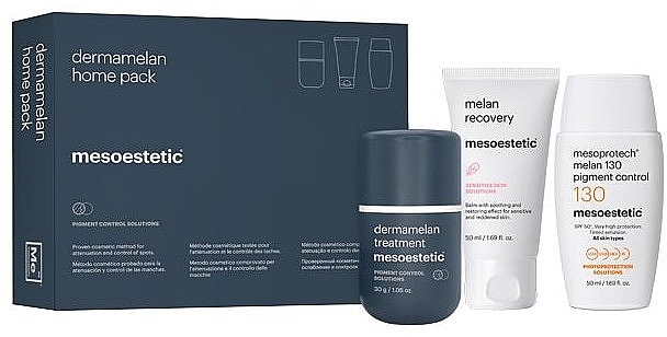 Набір - Mesoestetic Dermamelan Home Pack (f/cr/30g + sunscreen/50ml + f/balm/50ml) — фото N1