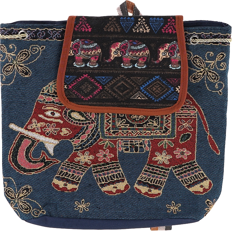 Рюкзак-мішок із тканини CS10988A, з принтом слони, синій - Cosmo Shop — фото N1