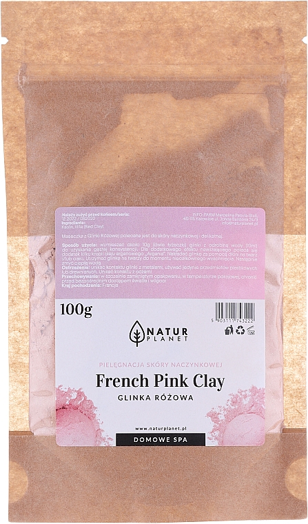 Маска для лица с розовой глиной - Natur Planet French Pink Clay