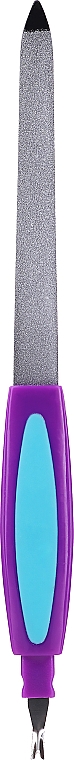 Пилка металлическая с резцом для кутикулы, 77777, фиолетовая с голубым - Top Choice — фото N1