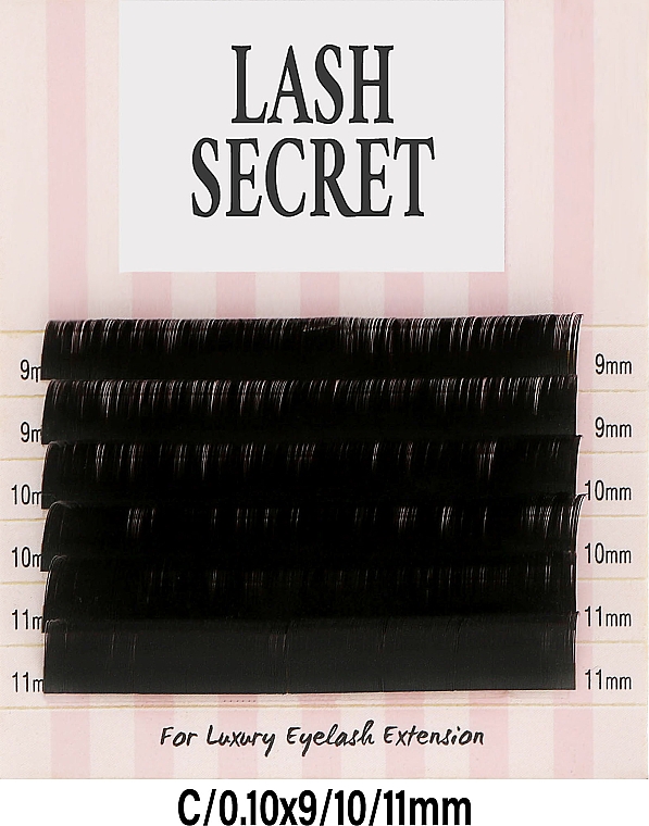 Накладні вії, чорні, мікс, 6 ліній (0.1, C, (9,10,11)) - Lash Secret — фото N1