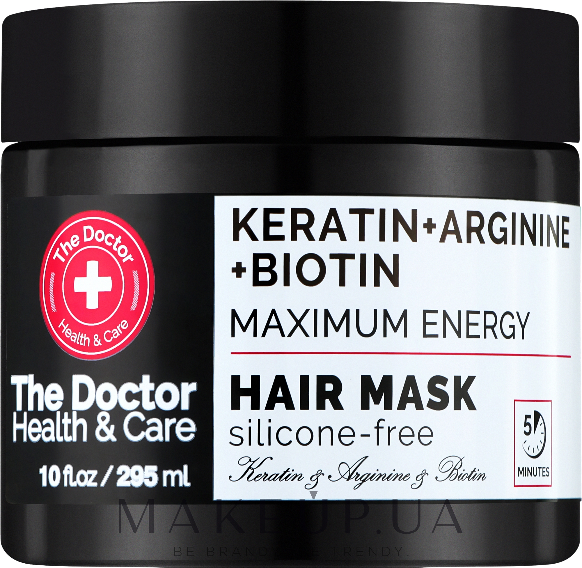 Маска для волосся "Максимальна сила" - The Doctor Health & Care Keratin + Arginine + Biotin Maximum Energy Hair Mask — фото 295ml