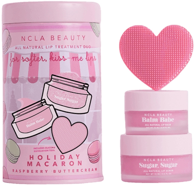 Набір - NCLA Beauty Holiday Macaron Lip Set (l/balm/10ml + l/scrub/15ml + massager) — фото N1