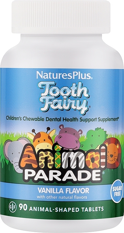 Детские жевательные таблетки пробиотик для здоровья зубов - NaturesPlus Animal Parade Tooth Fairy Chewable — фото N1