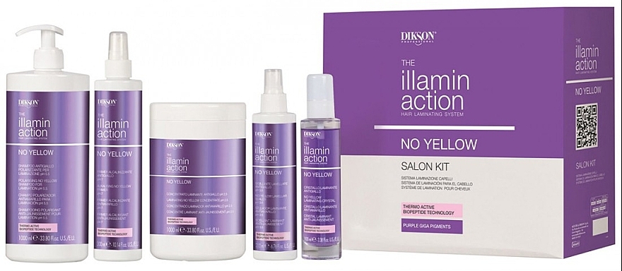 Набір для ламінування волосся, 5 продуктів - Dikson Illaminaction No Yellow Salon Kit — фото N1