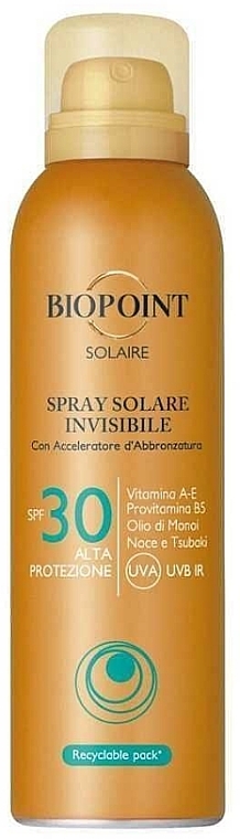 Солнцезащитный спрей SPF30 для лица - Biopoint Solaire Spray Solar Invisible SPF 30 — фото N1