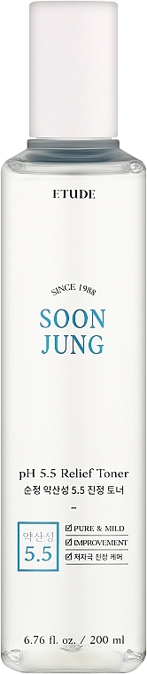 Заспокійливий тонер для обличчя - Etude House Soon Jung PH 5.5 Relief Toner