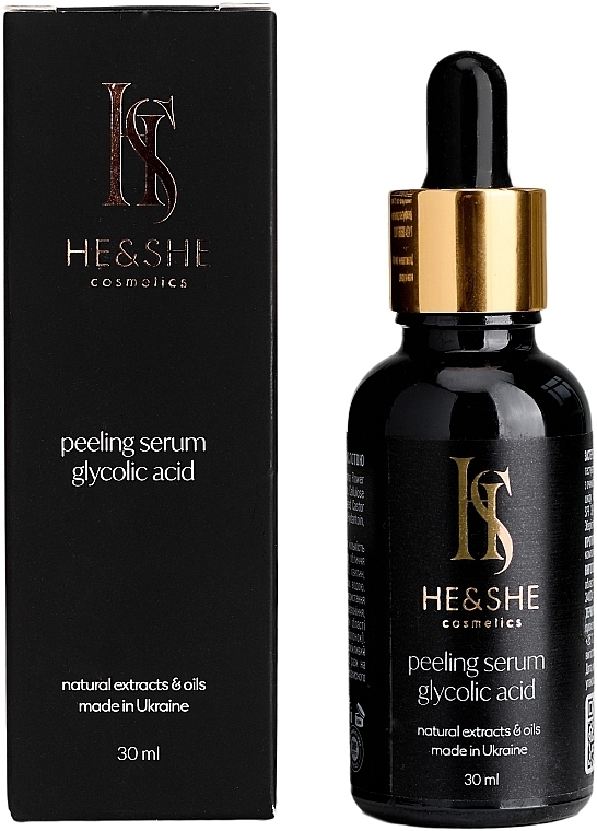 Кислотна сироватка-пілінг для обличчя - He&She Cosmetics Glycolic Acid Serum — фото N3