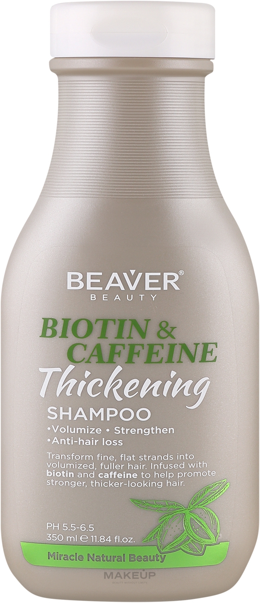 Шампунь проти випадіння волосся збагачений біотином та кофеїном - Beaver Professional Biotin & Caffeine Thickening Shampoo — фото 350ml