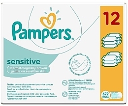Парфумерія, косметика Дитячі вологі серветки, 12 х 56 шт. - Pampers Sensitive Wipes