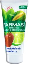 Парфумерія, косметика Крем для рук і тіла лайм, диня, полуниця - Farmasi Hand&Body Cream Refreshing