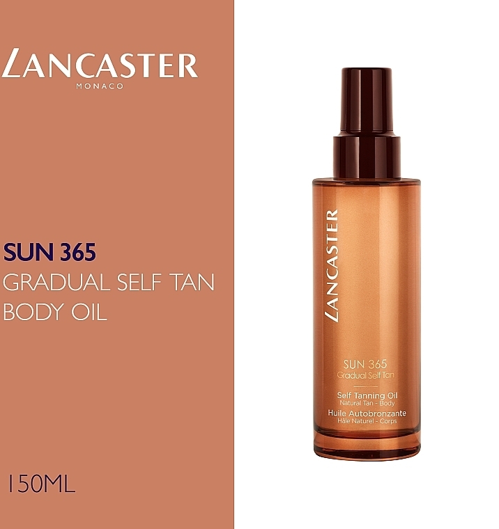 Масло автобронзант натурального цвета для тела - Lancaster Sun 365 Gradual Self Tan Oil — фото N4