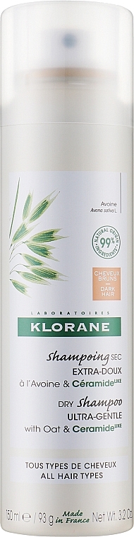 Сухой шампунь с овсянкой и керамидами для темных волос - Klorane Dry Shampoo Ultra-Gentle With Oat&Ceramide Dark Hair
