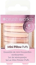 Набор мини-пуховок-подушечек для нанесения пудры, 6 шт. - Brushworks Mini Pillow Puffs — фото N1