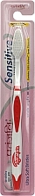 Парфумерія, косметика Зубна щітка для чутливих зубів, біла з червоним - Patanjali Sensitive Toothbrush