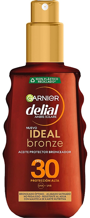 Солнцезащитное масло-спрей - Garnier Delial Ambre Solaire Ideal Bronze Protective Oil Spray SPF30 — фото N1