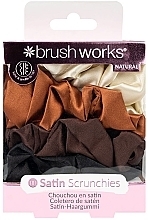 Резинки для волос атласные, 4 шт. - Brushworks Natural Satin Scrunchies — фото N1