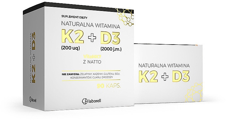 Пищевая добавка "Витамин K2 200 µg + D3 2000 j.m.", в капсулах - Laborell — фото N2