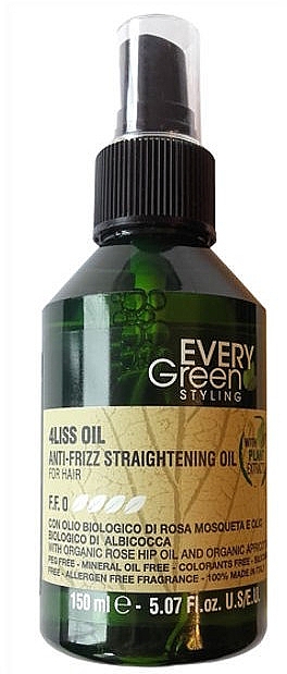 Розгладжувальна олія для волосся - Dikson Every Green 4 Liss Oil Anti Frizz St Oil — фото N1
