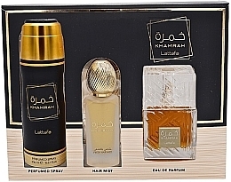 Духи, Парфюмерия, косметика Lattafa Perfumes Khamrah - Набор (edp/100ml + deo/200ml + hair/mist/50ml)