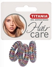 Резинка для волос пластмассовая "Anti Ziep", прозрачная разноцветная, 3 шт., диаметр 3,5 см - Titania — фото N1