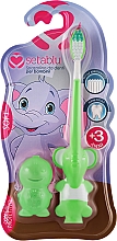 Парфумерія, косметика Дитяча зубна щітка із захисним чохлом "Слон", зелена - Setablu Baby Soft Elefant Toothbrush