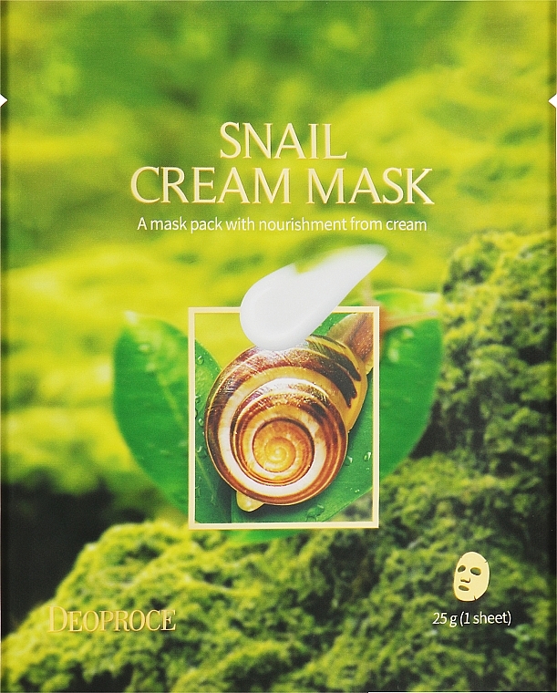 Тканинна кремова маска для обличчя з муцином равлика - Deoproce Snail Cream Mask — фото N1