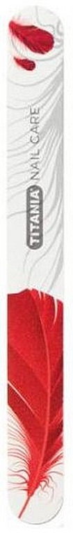 Пилка для нігтів "Перо", 17,8 см, двостороння 180/220 грит, 1221 B, червона                   - Titania — фото N1
