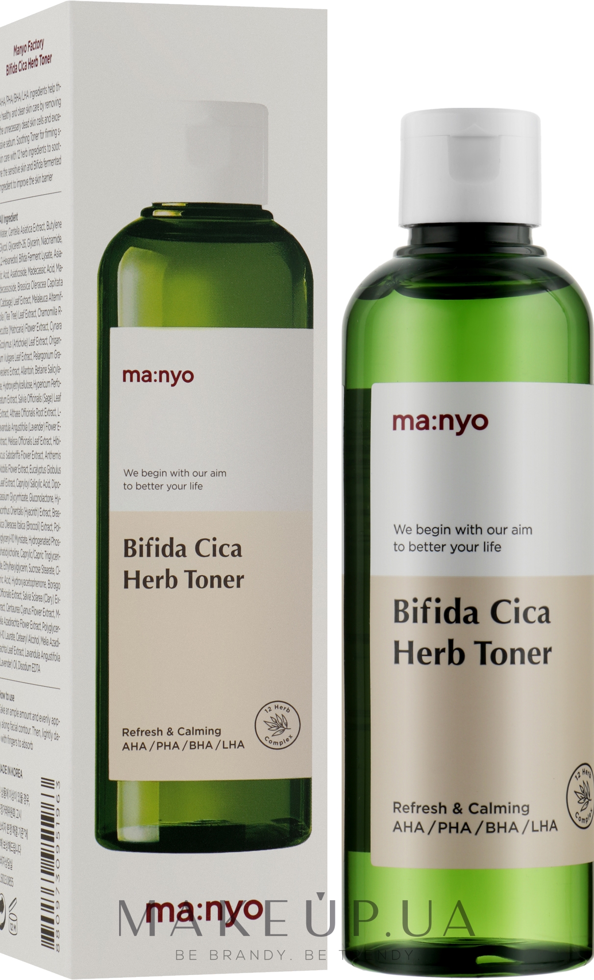 Очищающий тоник для тонкой и чувствительной кожи - Manyo Bifida Cica Herb Toner — фото 210ml