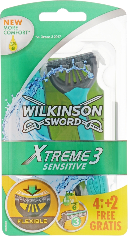 Одноразовые станки, 4+2 шт. - Wilkinson Sword Xtreme 3 Sensitive — фото N3