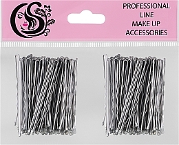 Парфумерія, косметика Невидимки для волосся хвилясті з двома кульками металеві 55 мм, срібло - Cosmo Shop
