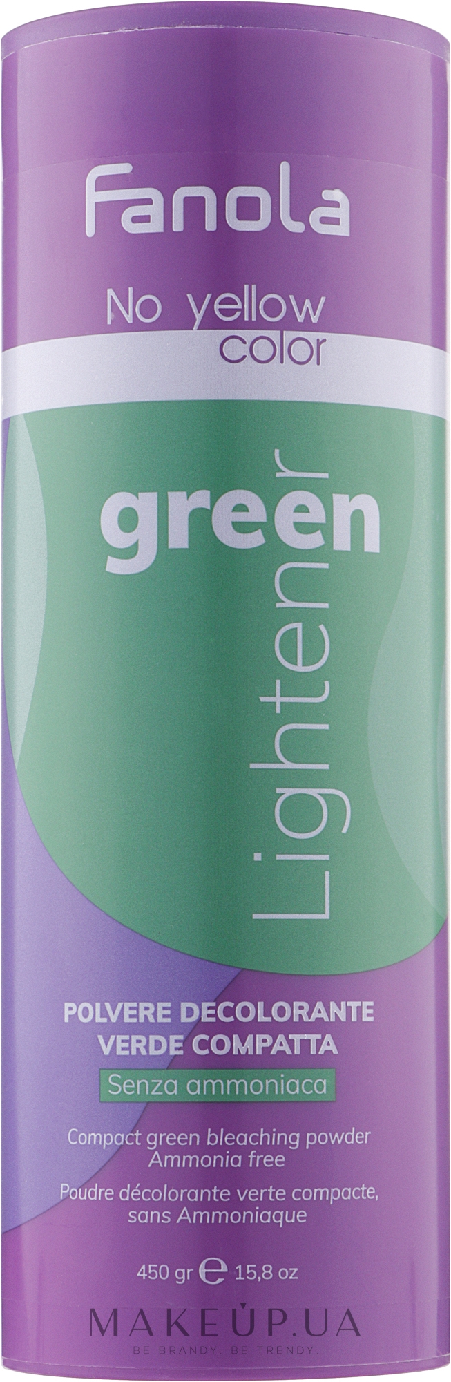 Зеленый осветляющий порошок - Fanola No Yellow Green Lightener Powder — фото 450g