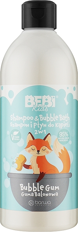 Детский шампунь и пена для ванны - Barwa Bebi Kids Shampoo & Bubble Bath Bubble Gum — фото N1