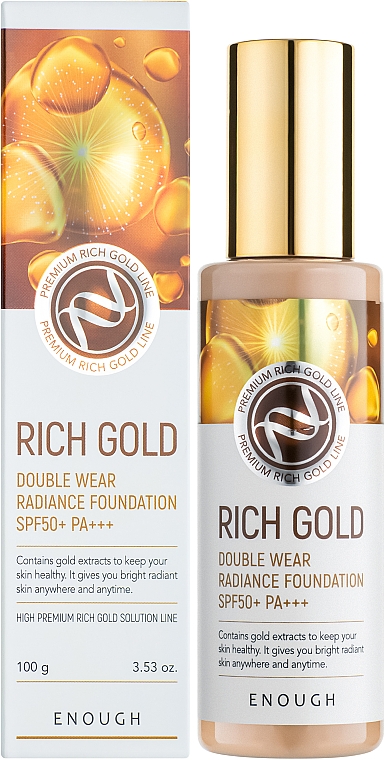 Тональный крем с золотом - Enough Rich Gold Double Wear Radiance Foundation SPF50+ PA+++ — фото N2