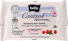 Вологі серветки для інтимної гігієни, 20 шт. - Bella Control Discreet intimate Wet Wipes — фото N1