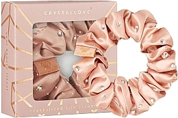 Шовкова резинка для волосся з кристалами, рожеве золото - Crystallove Silk Hair Elastic With Crystals Rose Gold — фото N1