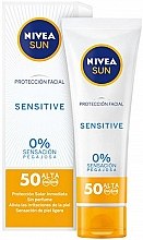 Духи, Парфюмерия, косметика Солнцезащитный крем для лица - NIVEA Sun Facial Sensitive Cream Spf50
