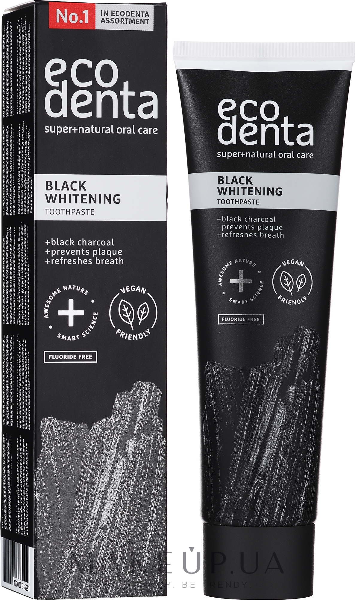 Черная отбеливающая зубная паста, без фтора - Ecodenta Black Whitening  Toothpaste: купить по лучшей цене в Украине | Makeup.ua