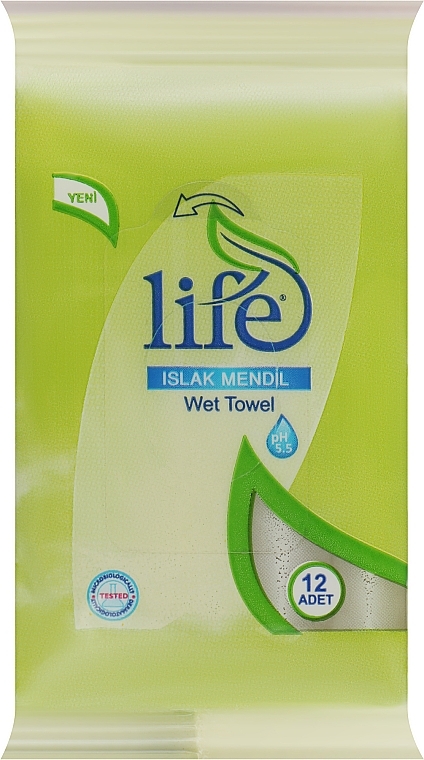 Салфетки влажные "Life", 12 шт, зеленые - Handy Fresh Mini — фото N1