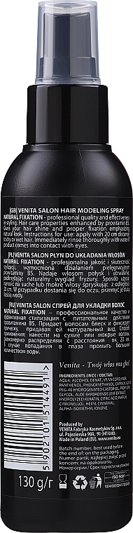 Спрей для фиксации волос с провитамином B5 - Venita Salon Professional Hair Modeling Spray with Provitamin B5 — фото N2