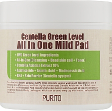 Увлажняющие пэды для очищения кожи с центеллой - Purito Centella Green Level All In One Mild Pad — фото N1
