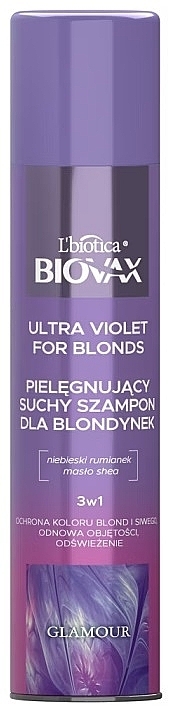 Сухой шампунь для светлых волос - L'biotica Biovax Glamour Ultra Violet For Blond — фото N1