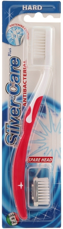 Зубная щетка "Silver Care Plus" жесткая, красная - Silver Care — фото N1