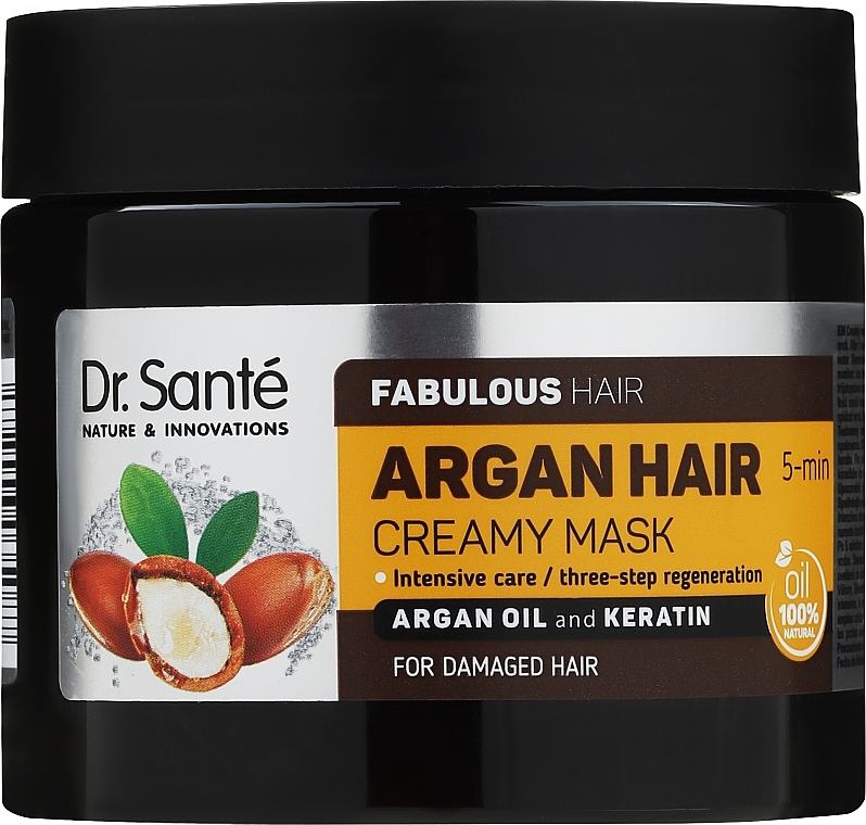 Крем-маска для волос "Интенсивный уход" с маслом арганы и кератином - Dr. Sante Argan Hair — фото N1