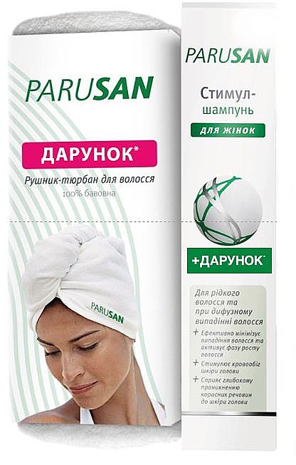 Стимул-шампунь для редких волос и при диффузном выпадении волос + полотенце-тюрбан - Parusan Stimulator Shampoo