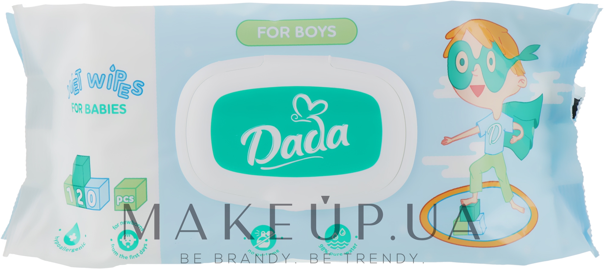 Влажные салфетки без запаха для мальчиков, с клапаном - Dada Wipes For Boys — фото 120шт